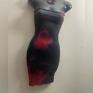 TYMETOUCH Fire In The Sky Elegant Black and Red Women's Dress